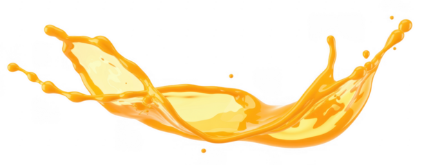 Splash of orange liquid droplets motion isolated on a transparent background