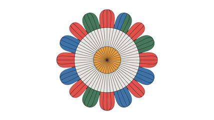 Obraz premium Abstract radial geometric pattern, circular symmetry, Isolated on white and transparent background