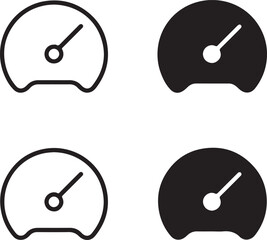 Isolated Speedometer Icons, Speedometer Black Minimal Vector Icons, Gauge Meter UI Symbols, Four Identical Grid Layout Icons, Clean Modern App Web Dashboard Measurement Design Icons
