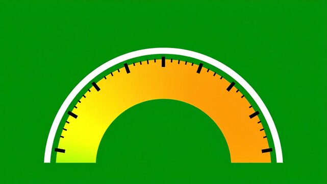 Vector Half-Circle Gauge Indicator with Gradient Fill on Green Background
