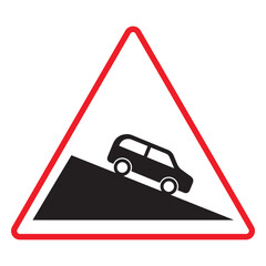 Steep Ascent and Steep Descent warning road sign set. of danger hill caution traffic sign victor Illustration