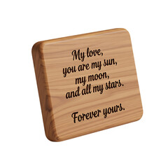 Obraz premium Engraved wooden plaque with love poem