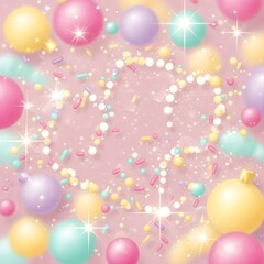 Generative AI,  Bright and lovely Christmas abstract background scattered with colorful sprinkles and mini ornaments.
