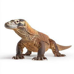 Obraz premium AI-generated image - A full-body studio portrait of a Komodo dragon (Varanus komodoensis), the world's largest living lizard, isolated on a white background.