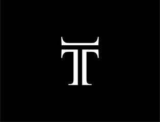 Letter t monogram on black background