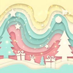 Generative AI, A pop-up book-inspired Christmas abstract background 