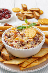cranberry apricot cheese spread in a bowl