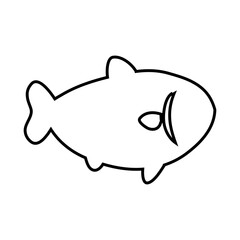 Outline style of a stylized fish, depicting a simplified aquatic creature with clean, geometric lines. Related to marine biology, seafood markets, aquarium branding, or environmental conservation