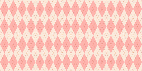 Circus carnival pink and beige vintage seamless pattern. Soft harlequin rhombus background. Wrapping texture backdrop with diamond shape pattern. Tablecloth fabric. Vector illustration
