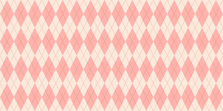 Circus carnival pink and beige vintage seamless pattern. Soft harlequin rhombus background. Wrapping texture backdrop with diamond shape pattern. Tablecloth fabric. Vector illustration