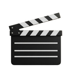 Fototapeta premium Classic black movie clapperboard with white stripes isolated on transparent background