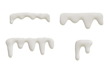 Set of realistic winter snow caps 3D elements.