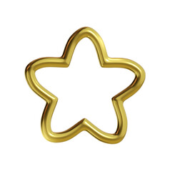 3D golden star. Gold star round.