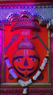 Shree Salasar balaji, Colourful idol of hindu god shri salasar balaji at temple for worship.