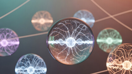 Abstract Spheres with Network Patterns on Transparent Background