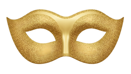 Gold Glitter Masquerade Party Mask Half Face New Year Isolated on Transparent Background PNG
