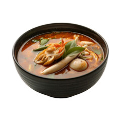 Tom Yum Soup on Bowl with Transparent Background