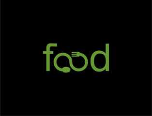 Green food logo with spoon and fork