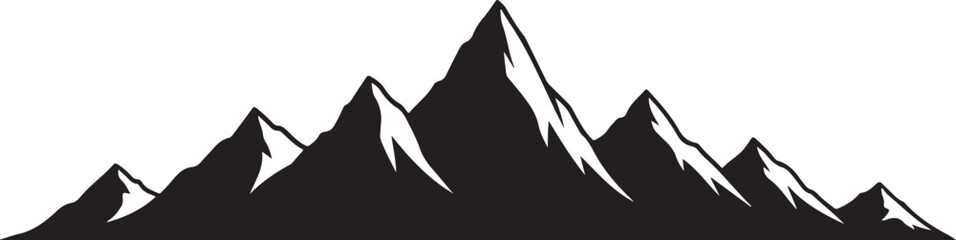 Black Silhouette of Snowy Mountains