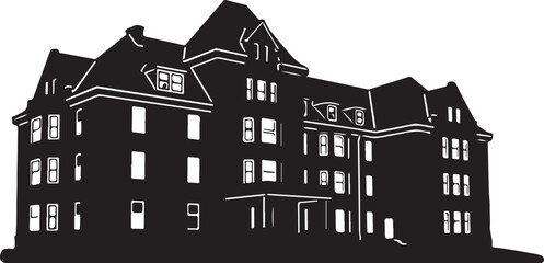 Black Silhouette of a Multi-Story Building