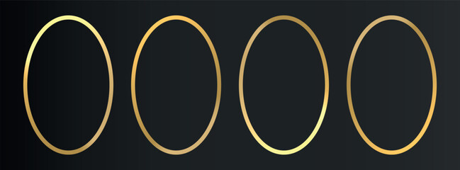 Luxury thin gold frame set in art deco, Islamic style. Premium geometric golden arch on black background. Elegant linear borders for vip, greeting card, wedding invitation. Isolated vector illustratio