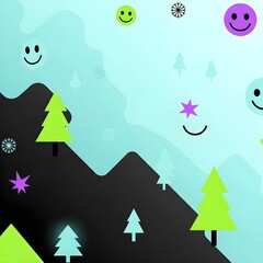 Generative AI, A clean and playful Christmas-inspired abstract pattern background made of simple smiley icon motifs