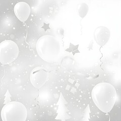 Generative AI,  A bright Christmas-inspired abstract background evoking floating balloon movements