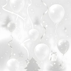 Generative AI,  A bright Christmas-inspired abstract background evoking floating balloon movements