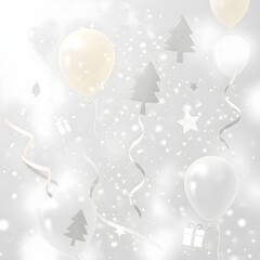 Generative AI, A clean and minimal Christmas-inspired abstract background evoking floating balloon movements