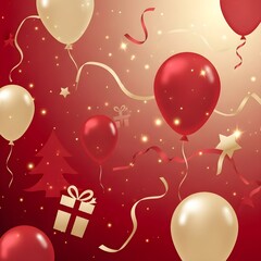 Generative AI,  A festive Christmas-inspired abstract background evoking floating balloon movements