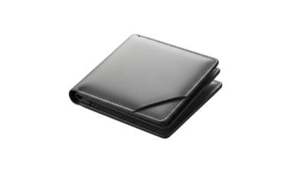 Grey leather wallet on black background