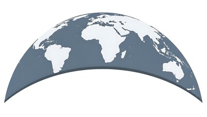 Stylized 3D world map globe arc showing continents on a white background for global business