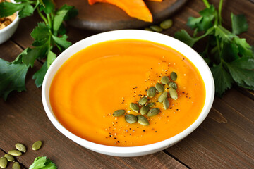 Delicious homemade creamy pumpkin soup