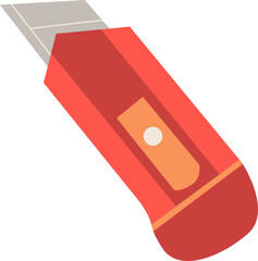 Red Utility Knife: A vibrant red utility knife, designed for precise cutting tasks, is presented. Its sharp blade and ergonomic design speak of efficient functionality and practical use.