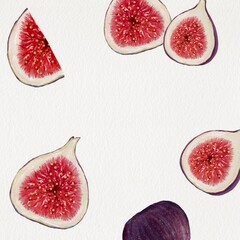 fresh figs Framed Fruit Party Vintage isolated on white background Hand-drawn illustration 