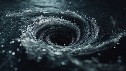 whirlpools spinning in a circular motion, splashes and foam are visible.