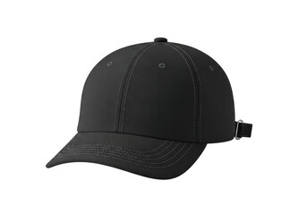 Black baseball cap isolated on transparent background