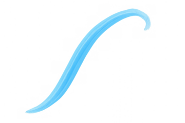 Blue paint brush stroke curving with light texture, creating a smooth artistic smear on transparent background