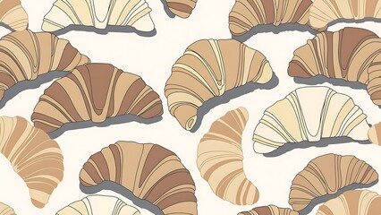 Pattern of golden croissants