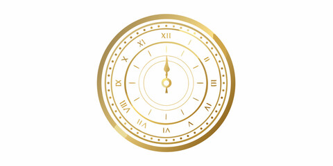 An ornate golden pocket watch face with roman numerals and delicate details