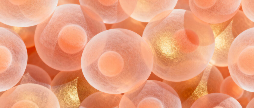 Healthy human cells under microscope with detailed structure, highlighting biology, healthcare, and scientific research concepts