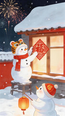 New Year Snowman Greeting Card 