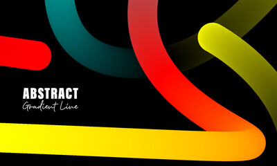 Wallpaper abstract gradient lines element. Modern bright color in a black background