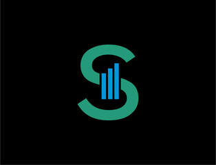 Abstract illustration of letter s with bar chart