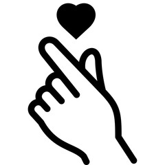 Obraz premium love heart finger glyph icon