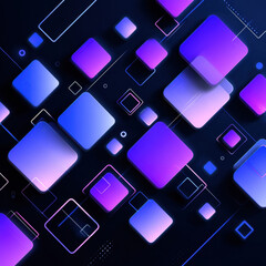 Neon purple square neon blue square geometric pattern glowing shape modern abstract 3d cube gradient futuristic design dark