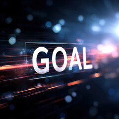 Goal concept with motion blur and glowing streaks conveying ambition and determination