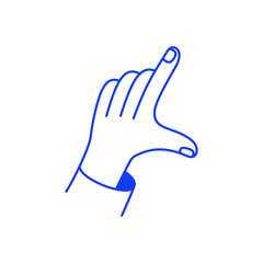 Vector simple linear illustration, hand in sketchy doodle style, pointing up, making frame gesture