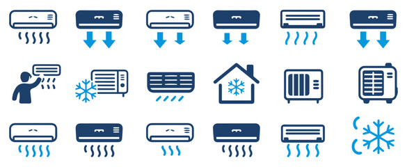 air conditioning cooling icon set