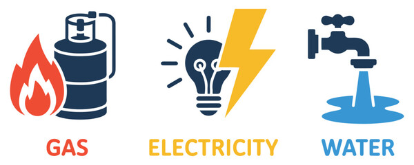 Fototapeta na wymiar utility supply gas water electricity icon